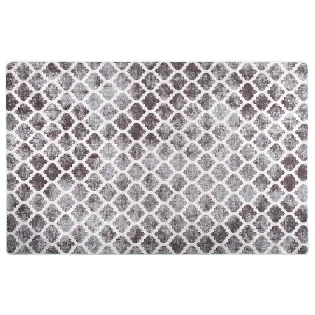 vidaXL Alfombra lavable gris y blanco 160x230 cm