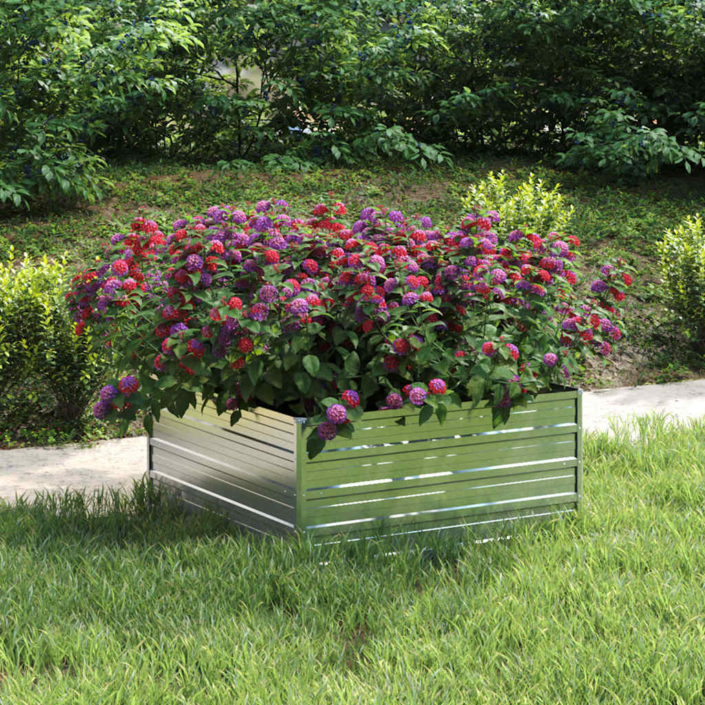 vidaXL Arriate de acero galvanizado plateado 100x100x45 cm