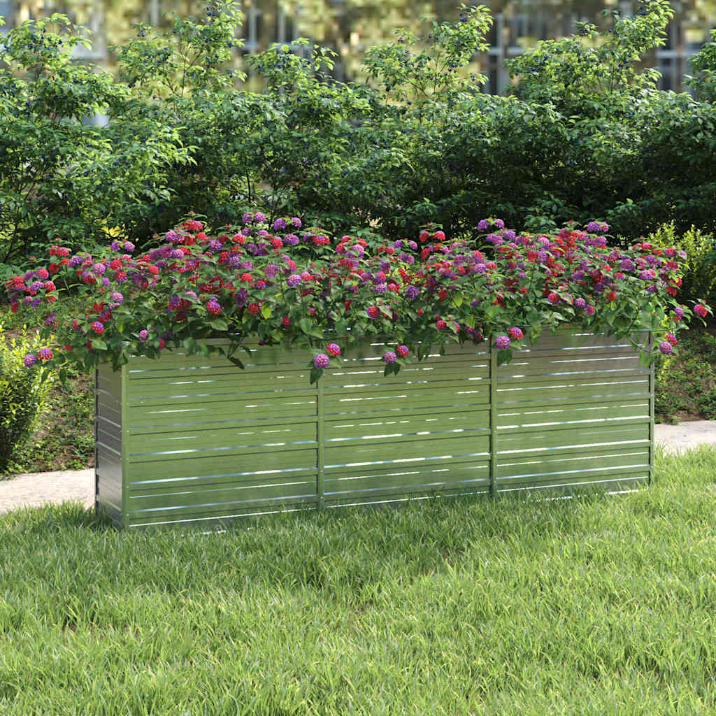 vidaXL Arriate de acero galvanizado plateado 240x40x77 cm