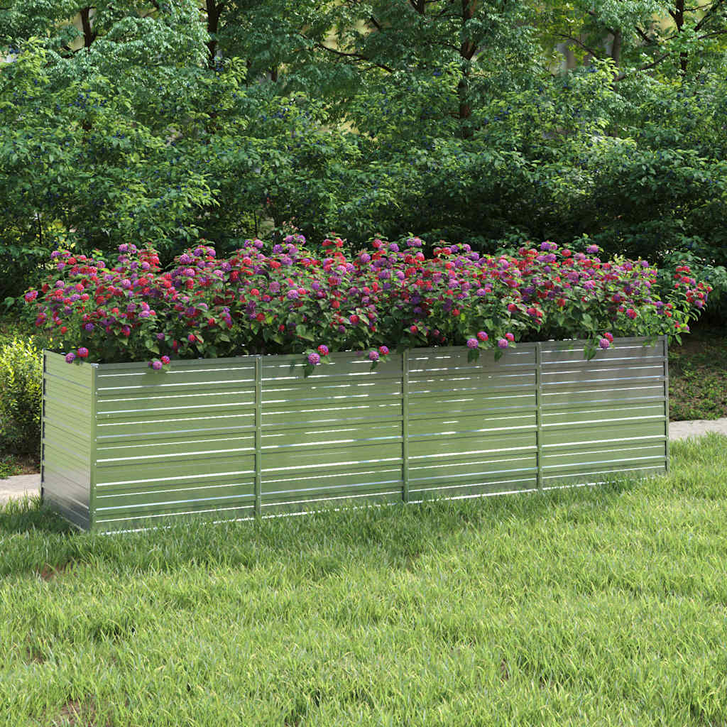 vidaXL Arriate de acero galvanizado plateado 320x80x77 cm