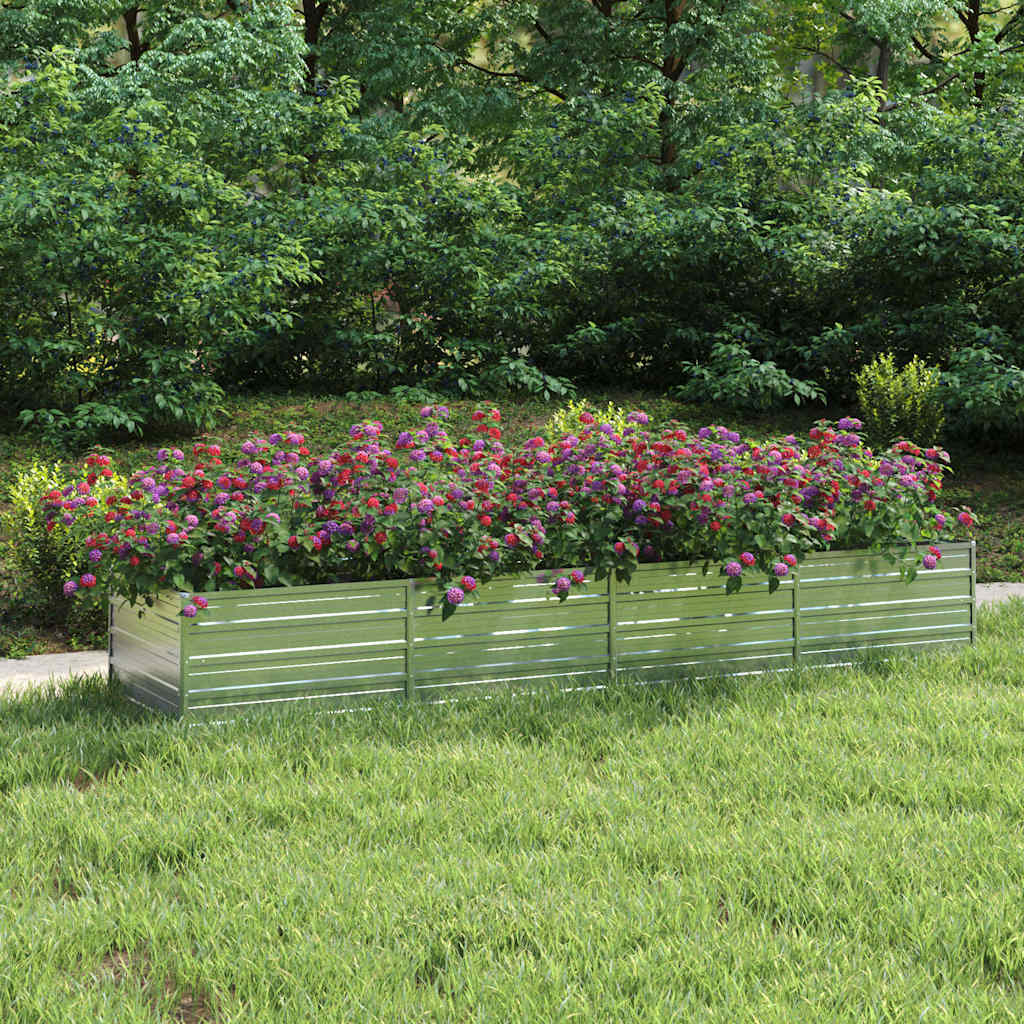 vidaXL Arriate de acero galvanizado plateado 320x80x45 cm