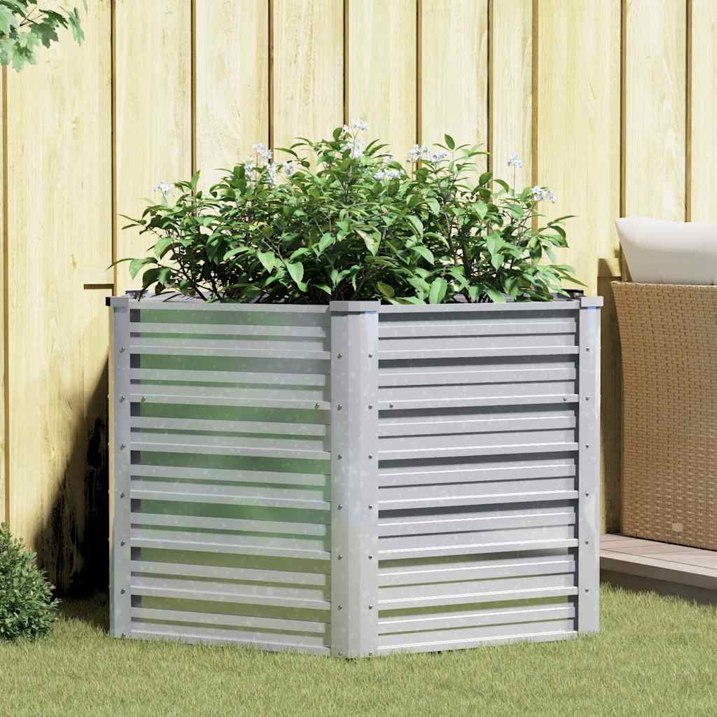 vidaXL Arriate de acero galvanizado plateado 129x77 cm