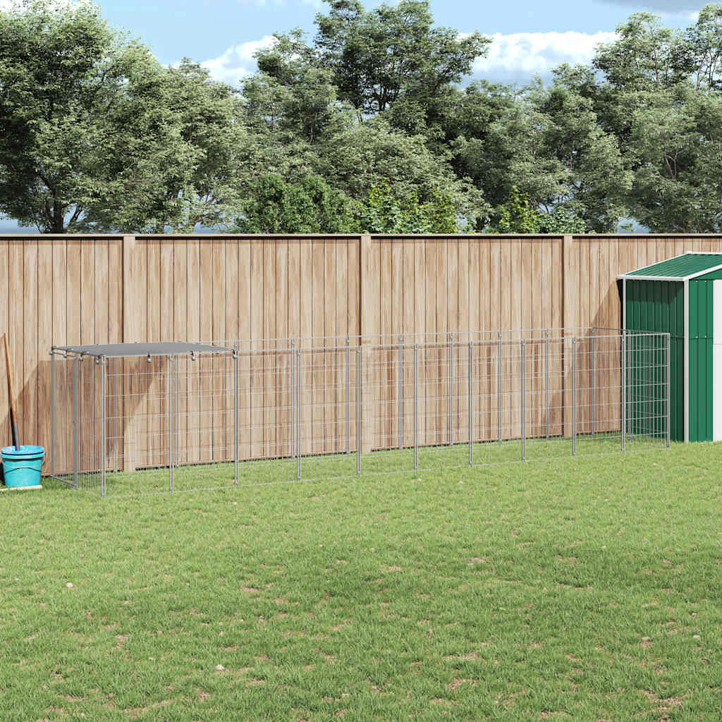 vidaXL Perrera plateada 6,05 m² acero