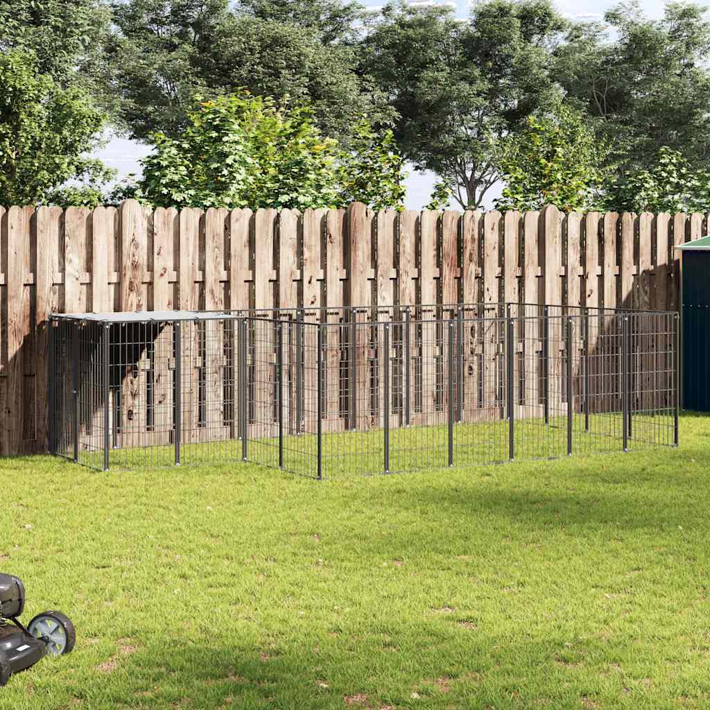 vidaXL Perrera negra 8,47 m² acero