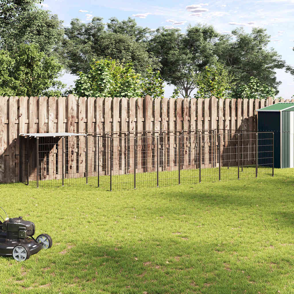 vidaXL Perrera negra 10,89 m² acero