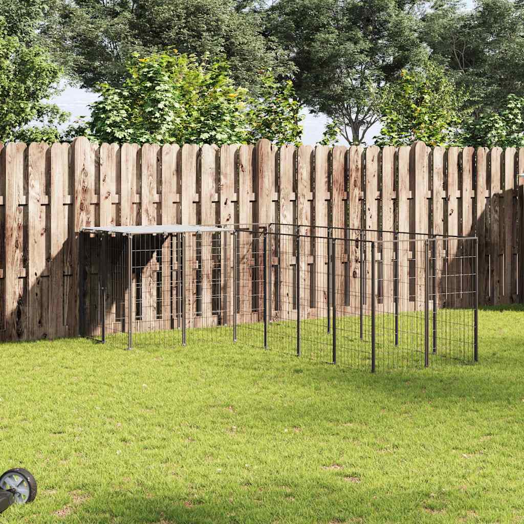 vidaXL Perrera negra 4,84 m² acero