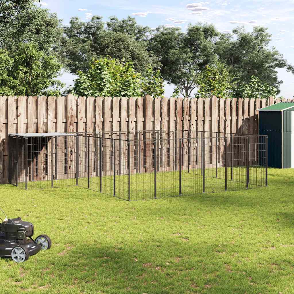vidaXL Perrera negra 12,1 m² acero