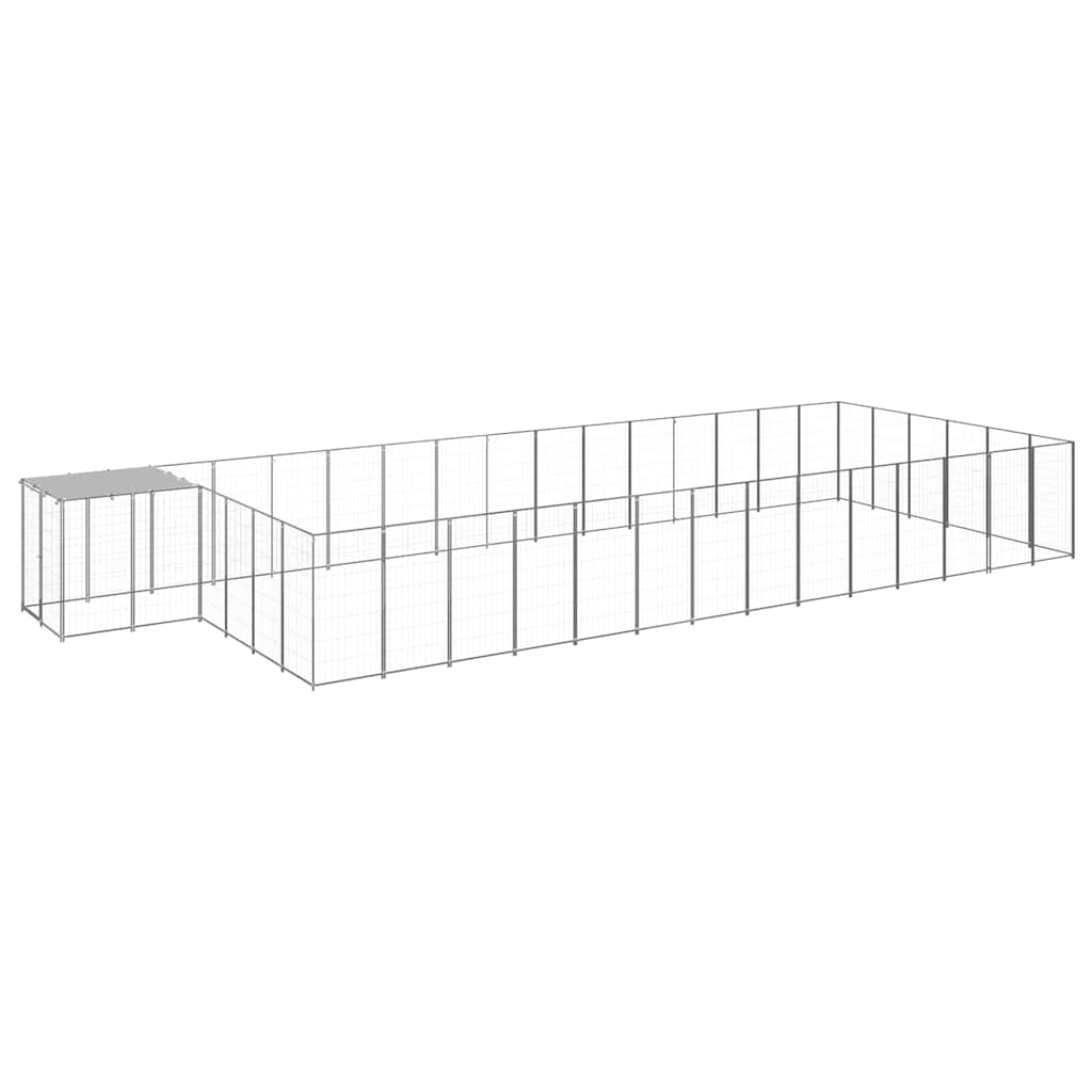 vidaXL Perrera plateada 26,62 m² acero