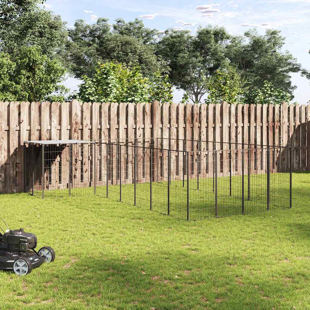 vidaXL Perrera negra 10,89 m² acero