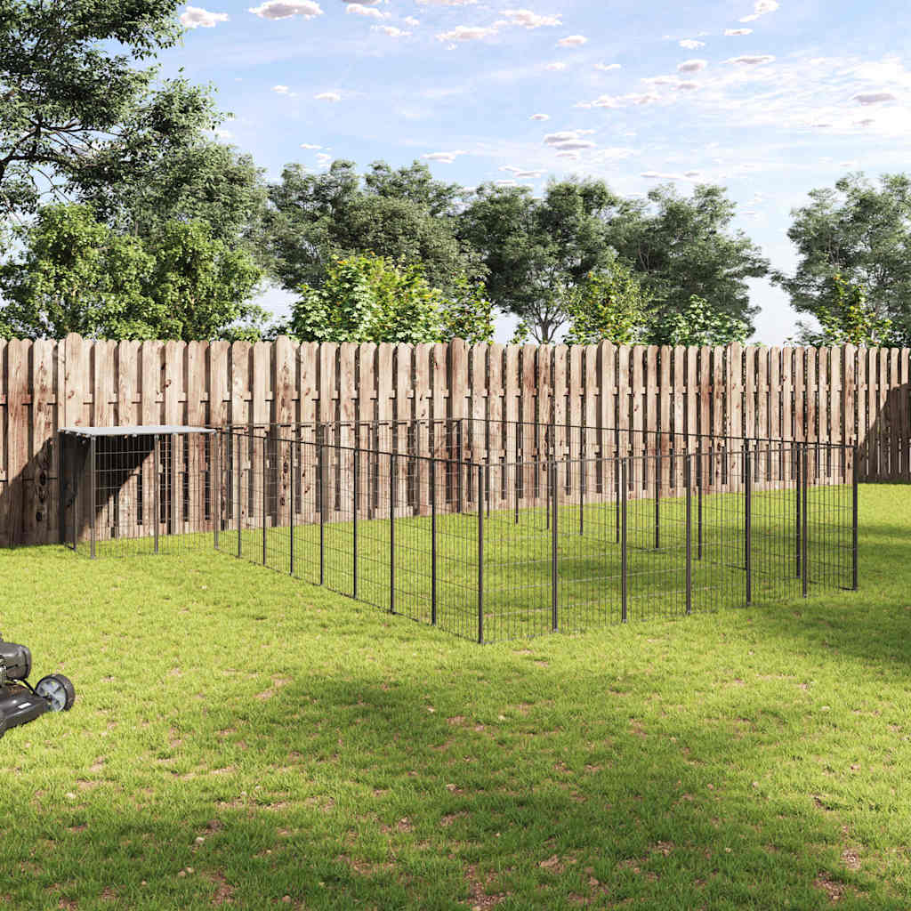 vidaXL Perrera negra 19,36 m² acero