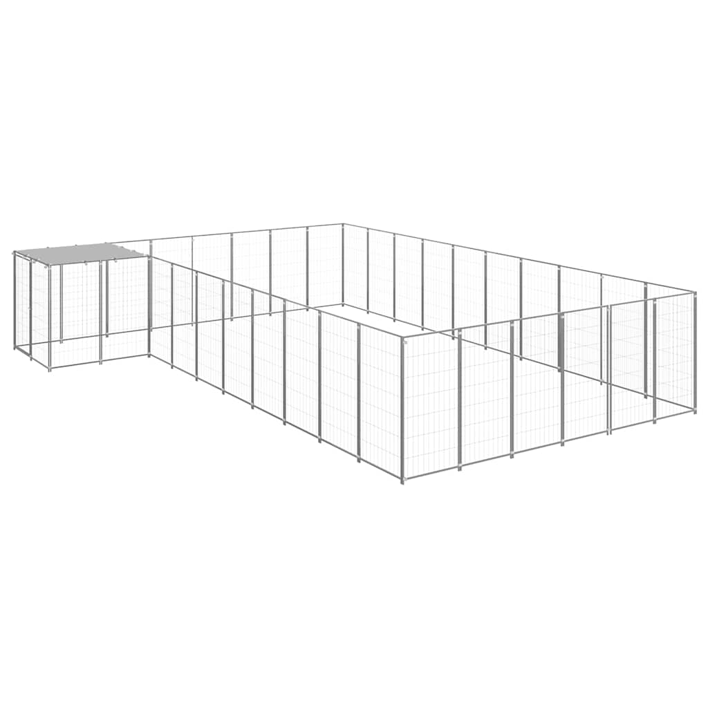 vidaXL Perrera plateada 19,36 m² acero