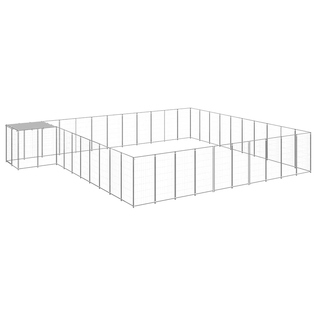 vidaXL Perrera plateada 31,46 m² acero