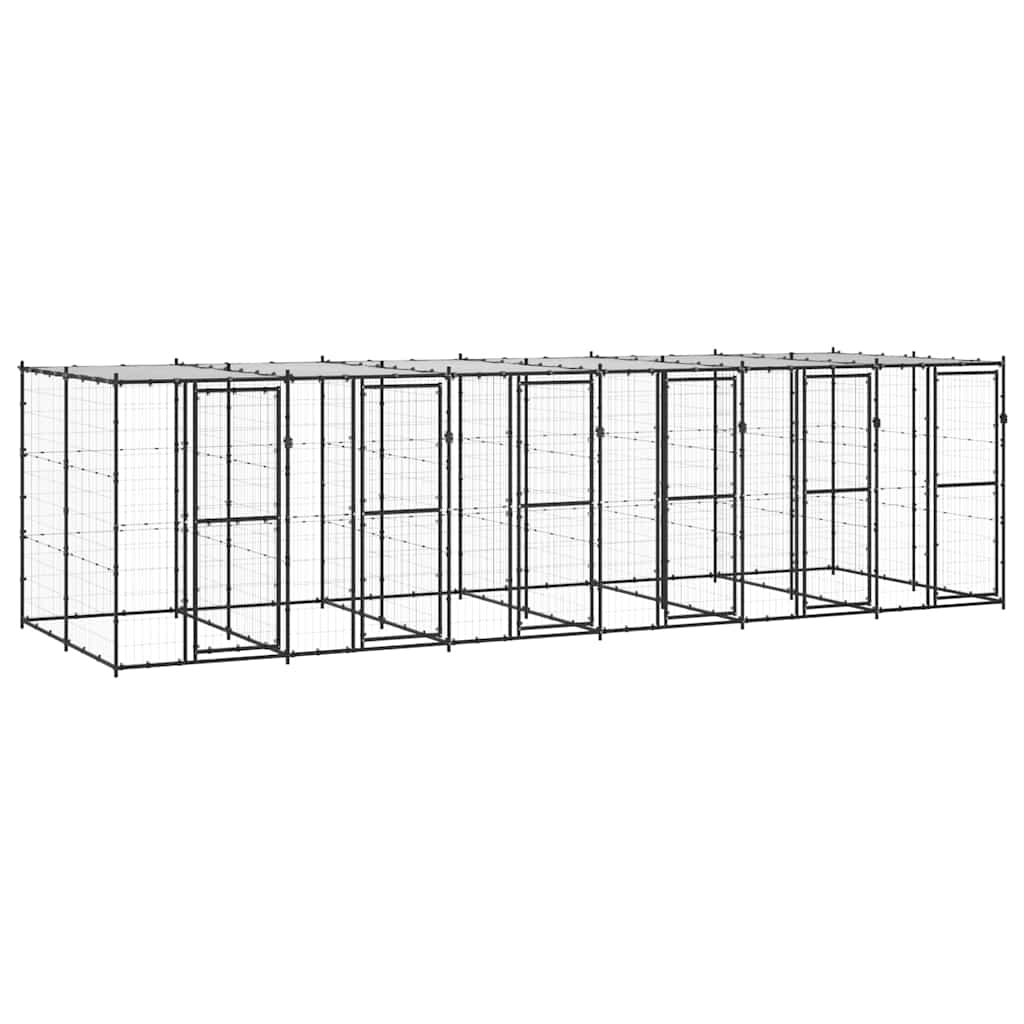 vidaXL Perrera de exterior de acero con techo 14,52 m²