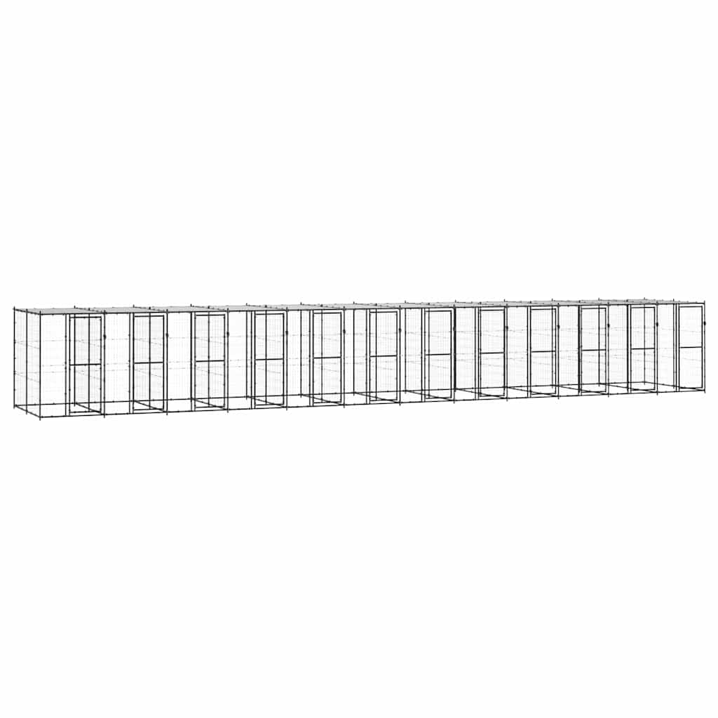 vidaXL Perrera de exterior de acero con techo 29,04 m²