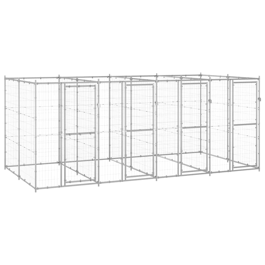vidaXL Perrera de exterior de acero galvanizado 9,68 m²