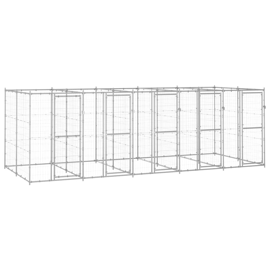 vidaXL Perrera de exterior de acero galvanizado 12,1 m²