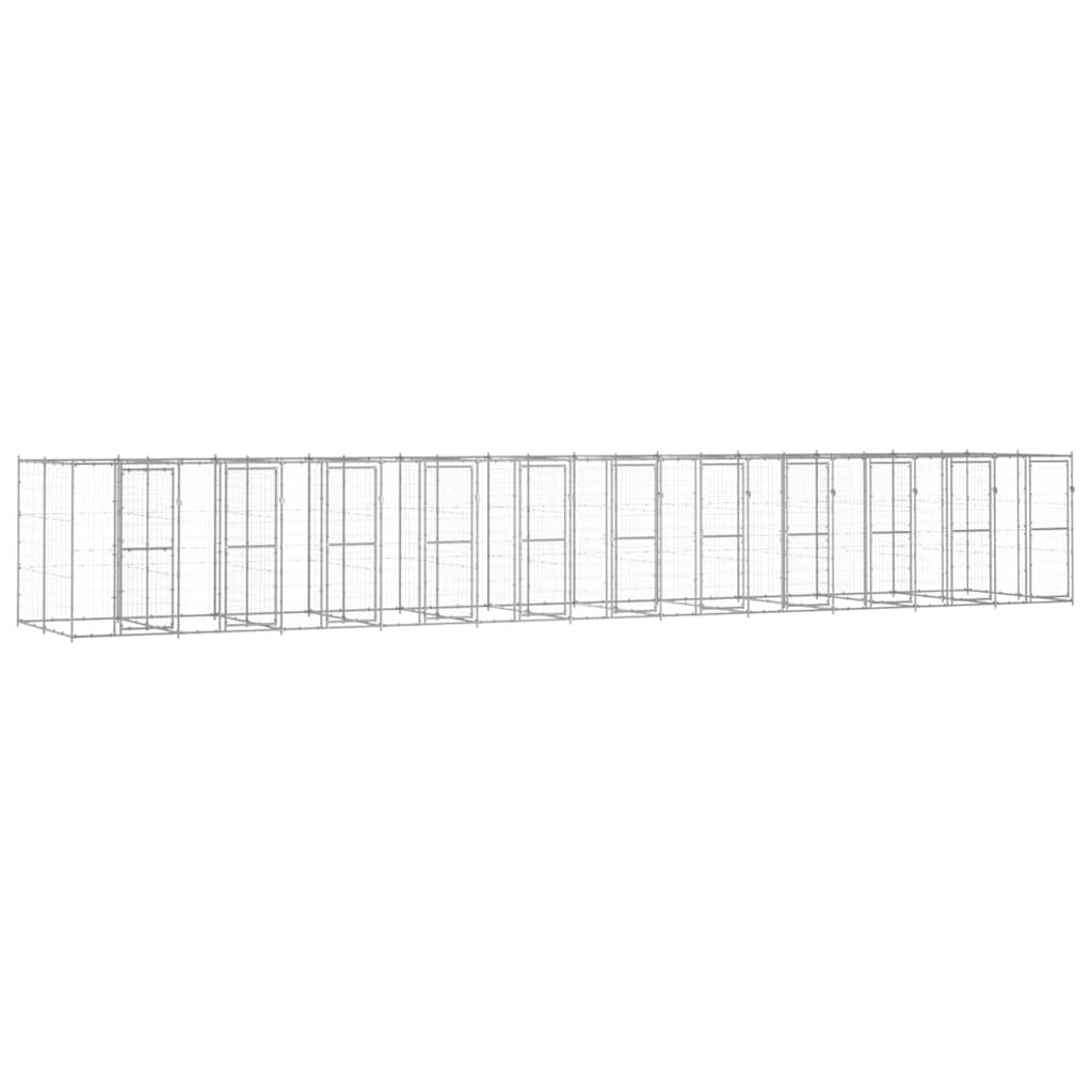 vidaXL Perrera de exterior de acero galvanizado 26,62 m²
