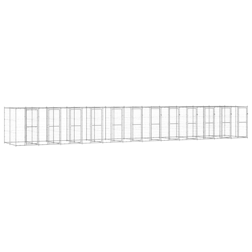 vidaXL Perrera de exterior de acero galvanizado 29,04 m²