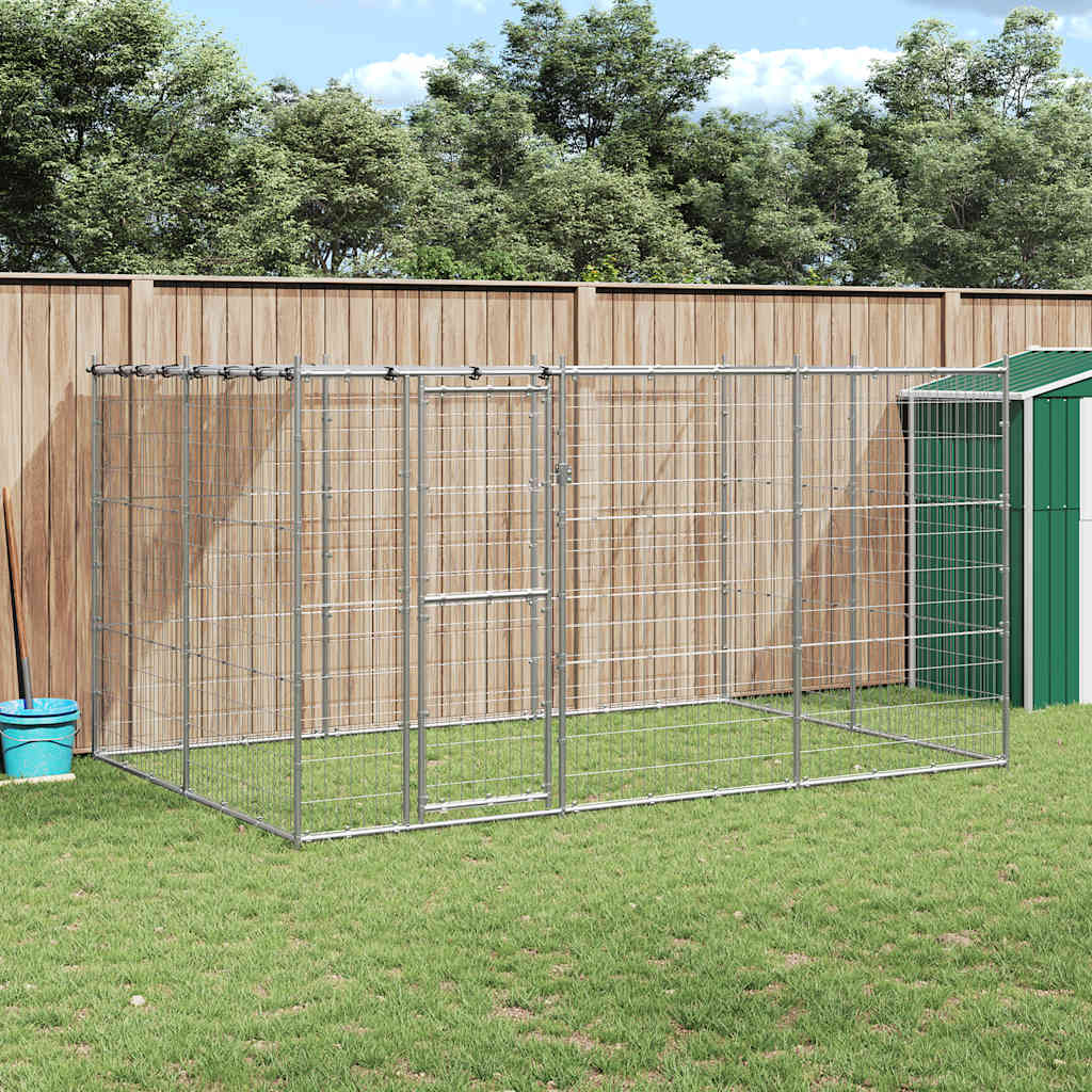vidaXL Perrera de exterior de acero con techo 7,26 m²