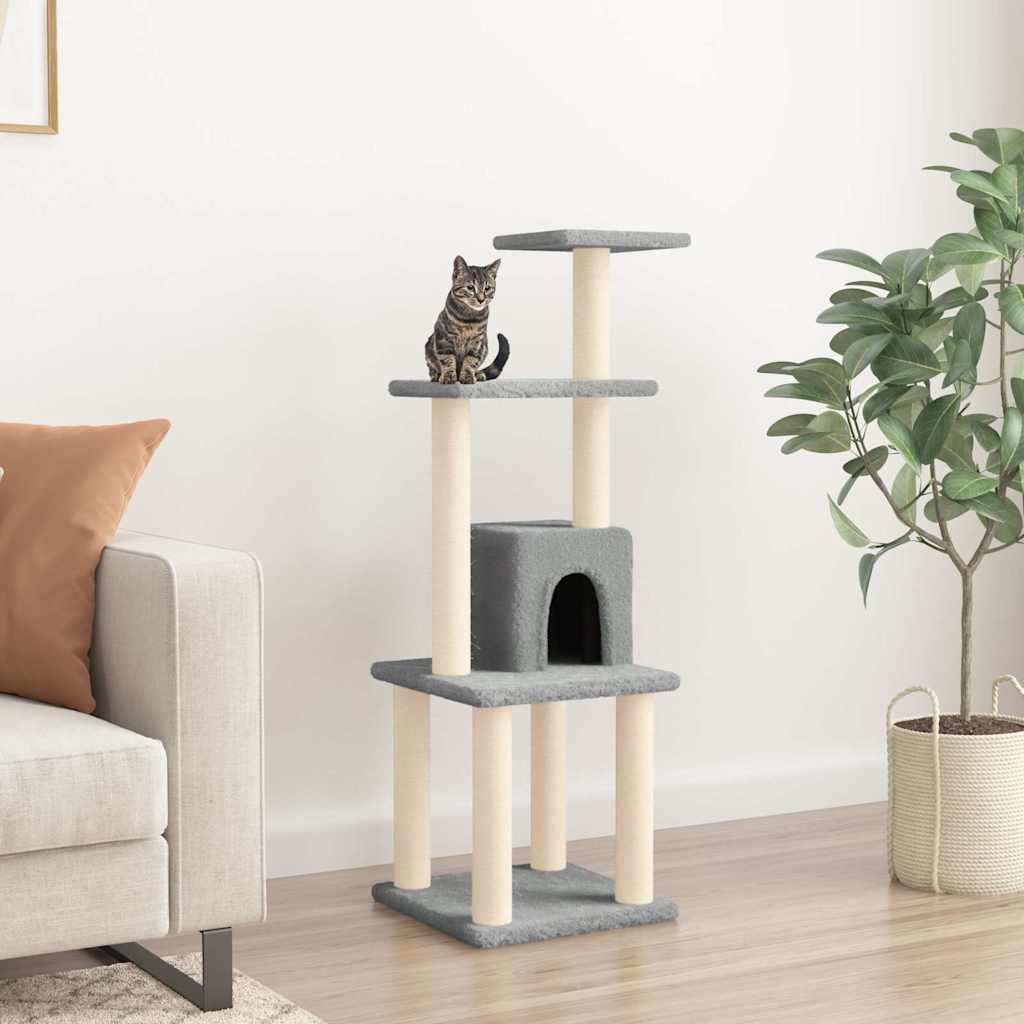 vidaXL Rascador para gatos con postes de sisal gris claro 105 cm