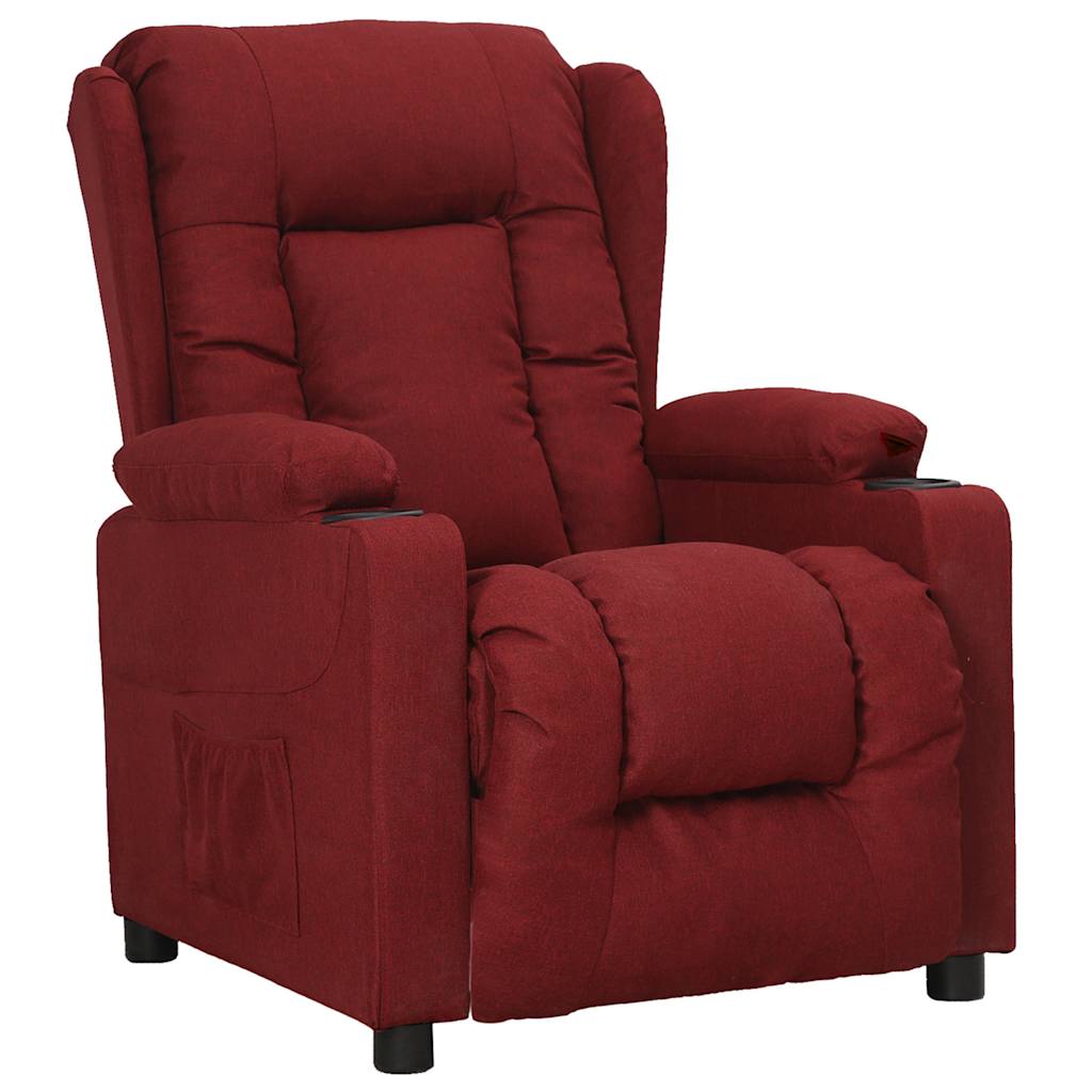 vidaXL Sillón reclinable de tela rojo tinto