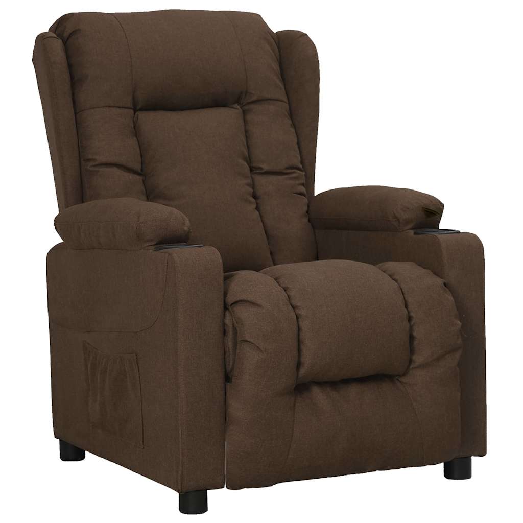 vidaXL Sillón reclinable de tela marrón