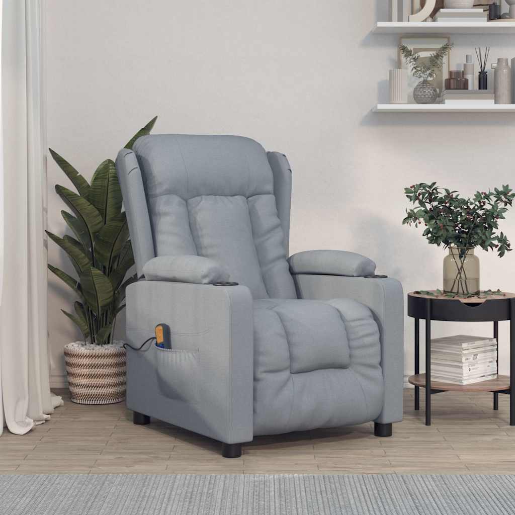 vidaXL Sillón de masaje tela gris claro