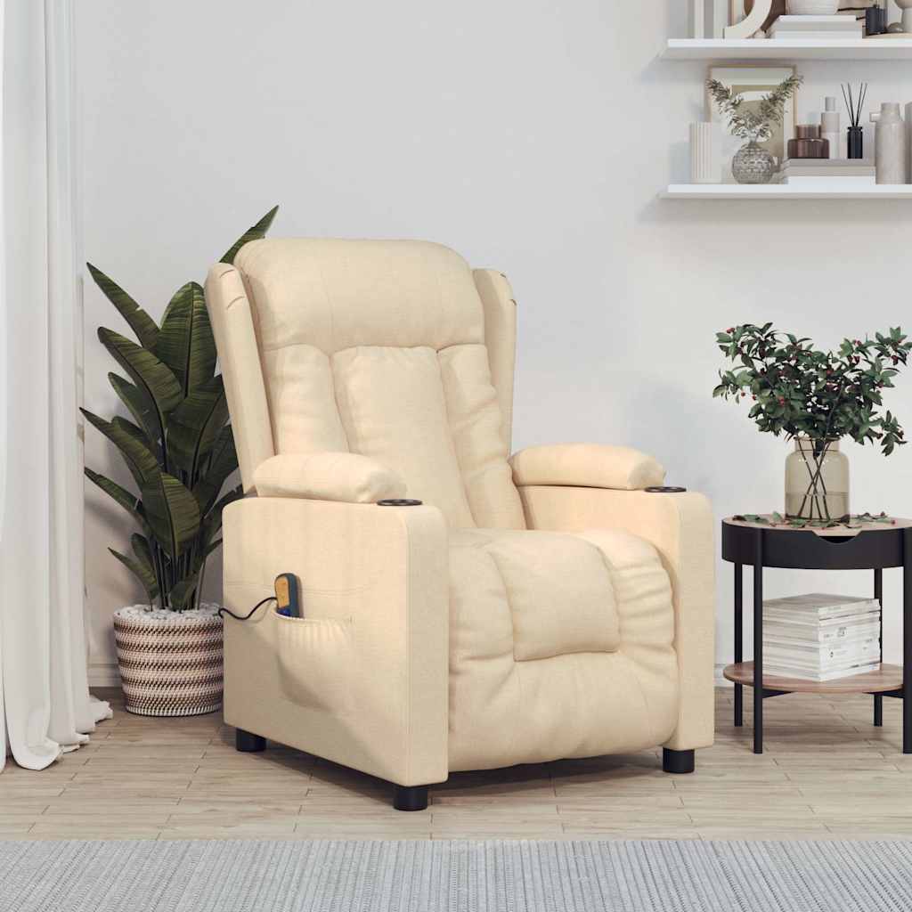 vidaXL Sillón de masaje de tela color crema