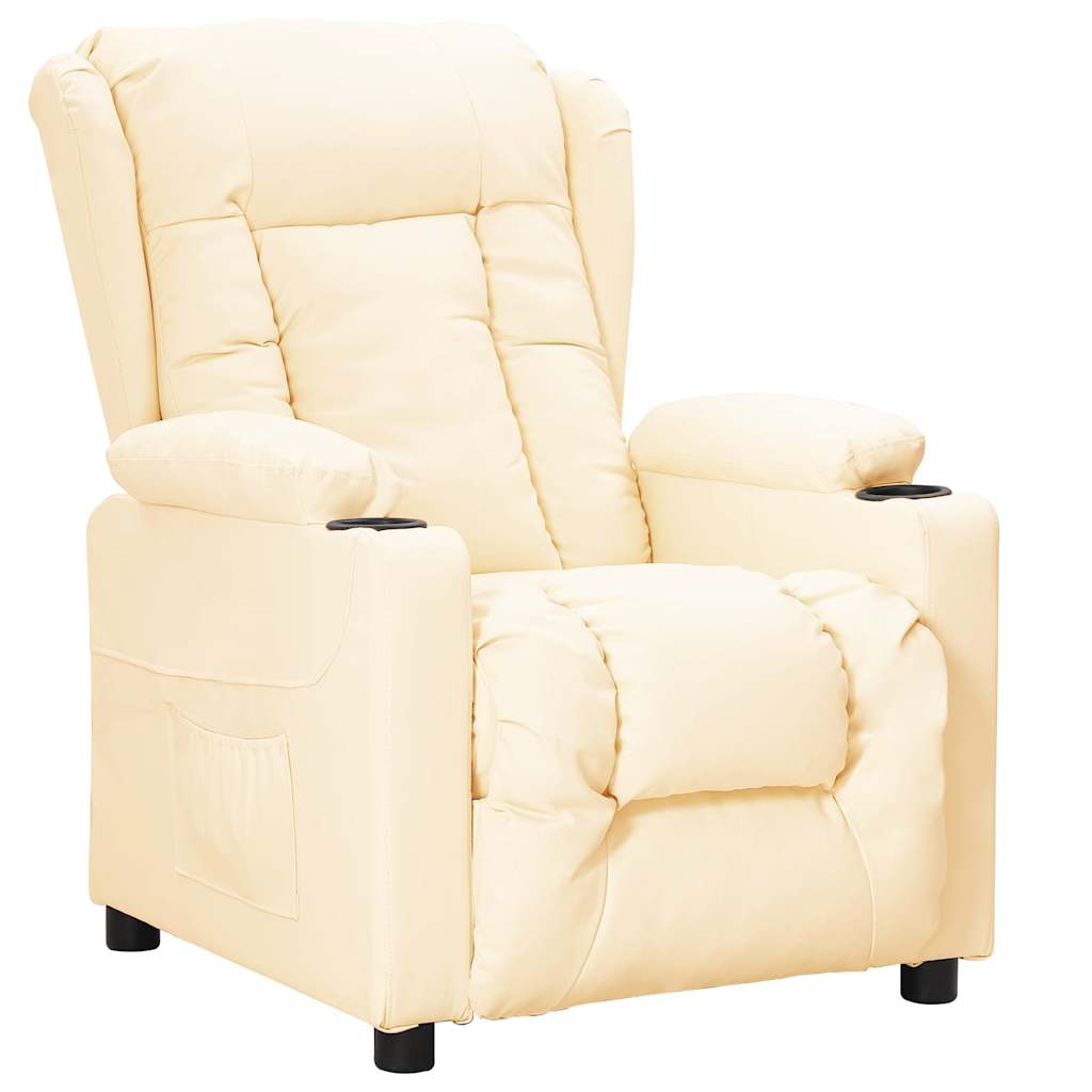 vidaXL Sillón reclinable de cuero sintético crema