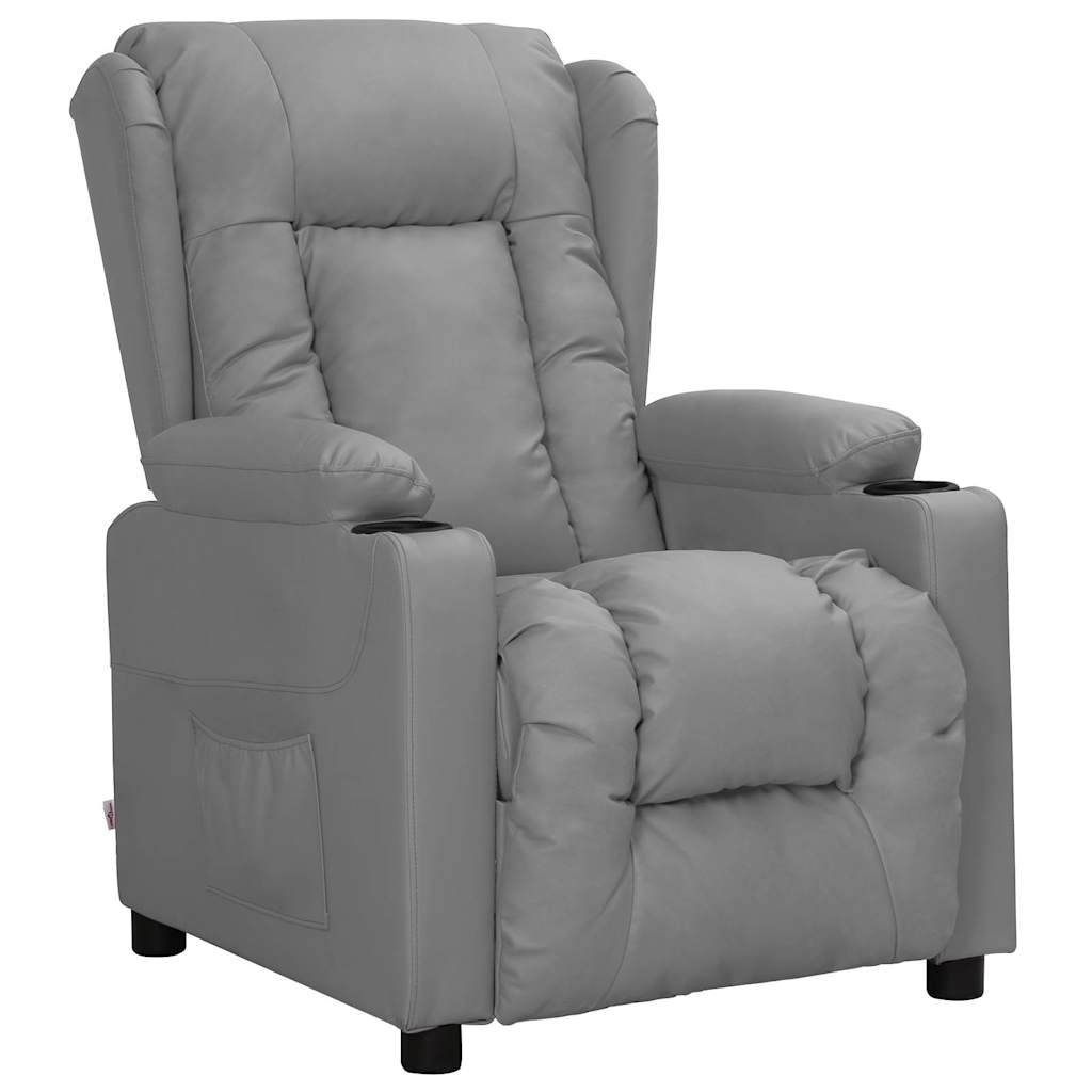 vidaXL Sillón reclinable de cuero sintético gris