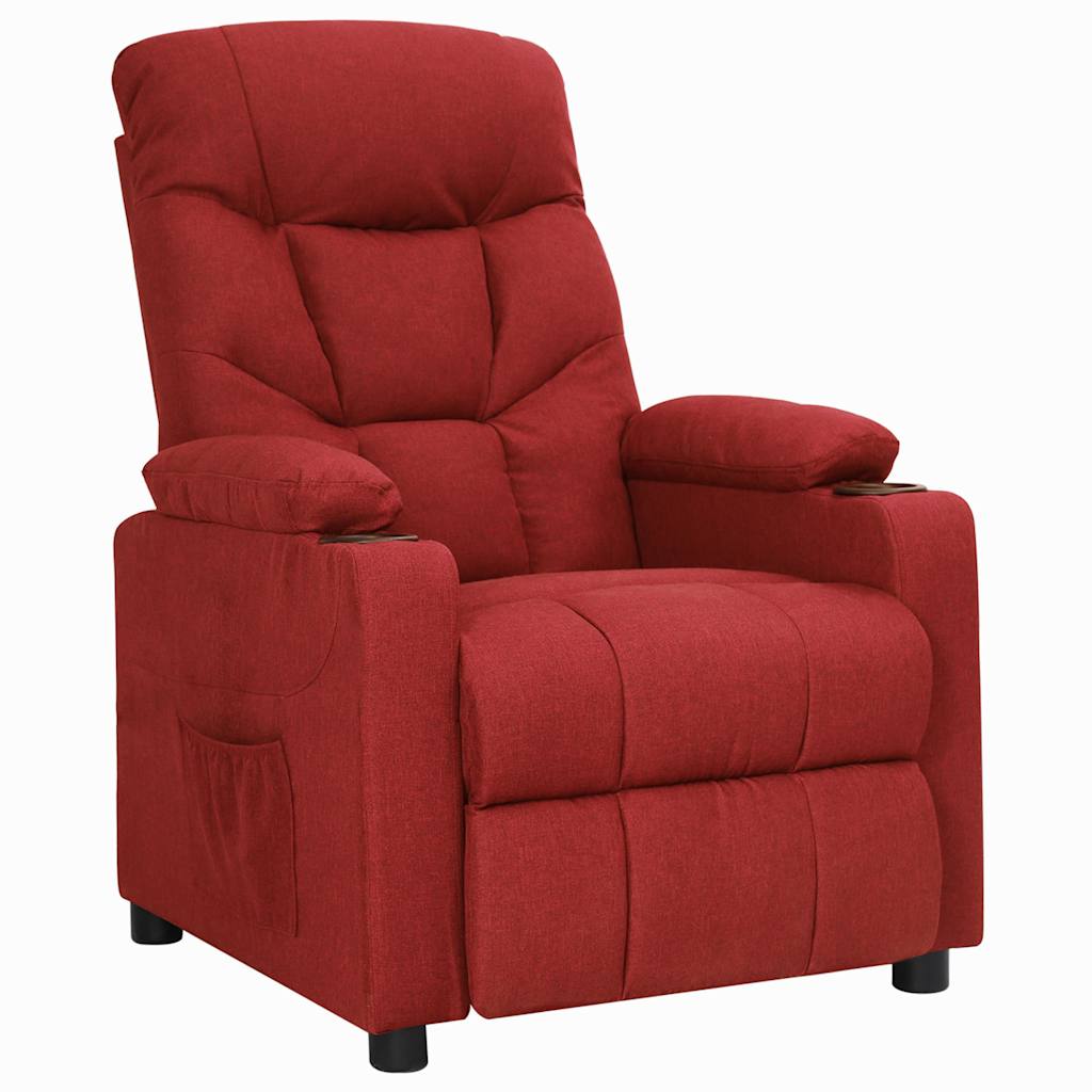 vidaXL Sillón reclinable de tela rojo tinto