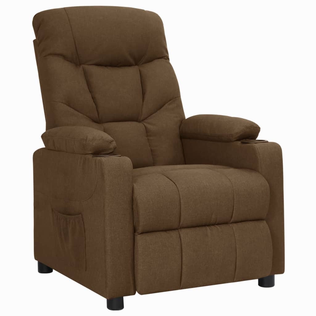 vidaXL Sillón reclinable de tela marrón