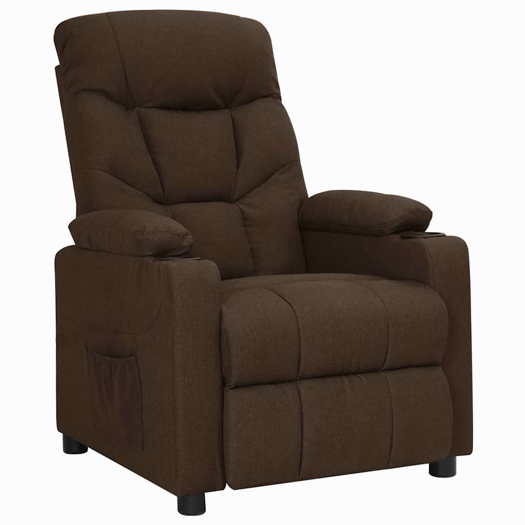 vidaXL Sillón reclinable de tela marrón oscuro