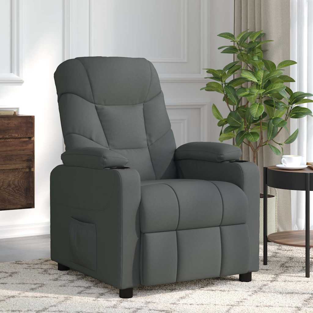 vidaXL Sillón de masaje de tela gris oscuro