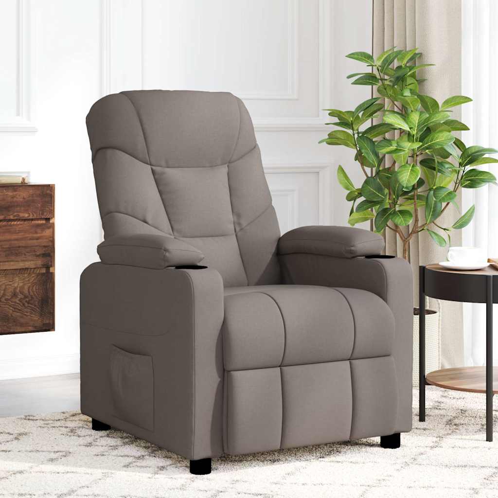 vidaXL Sillón de masaje reclinable de tela gris taupé