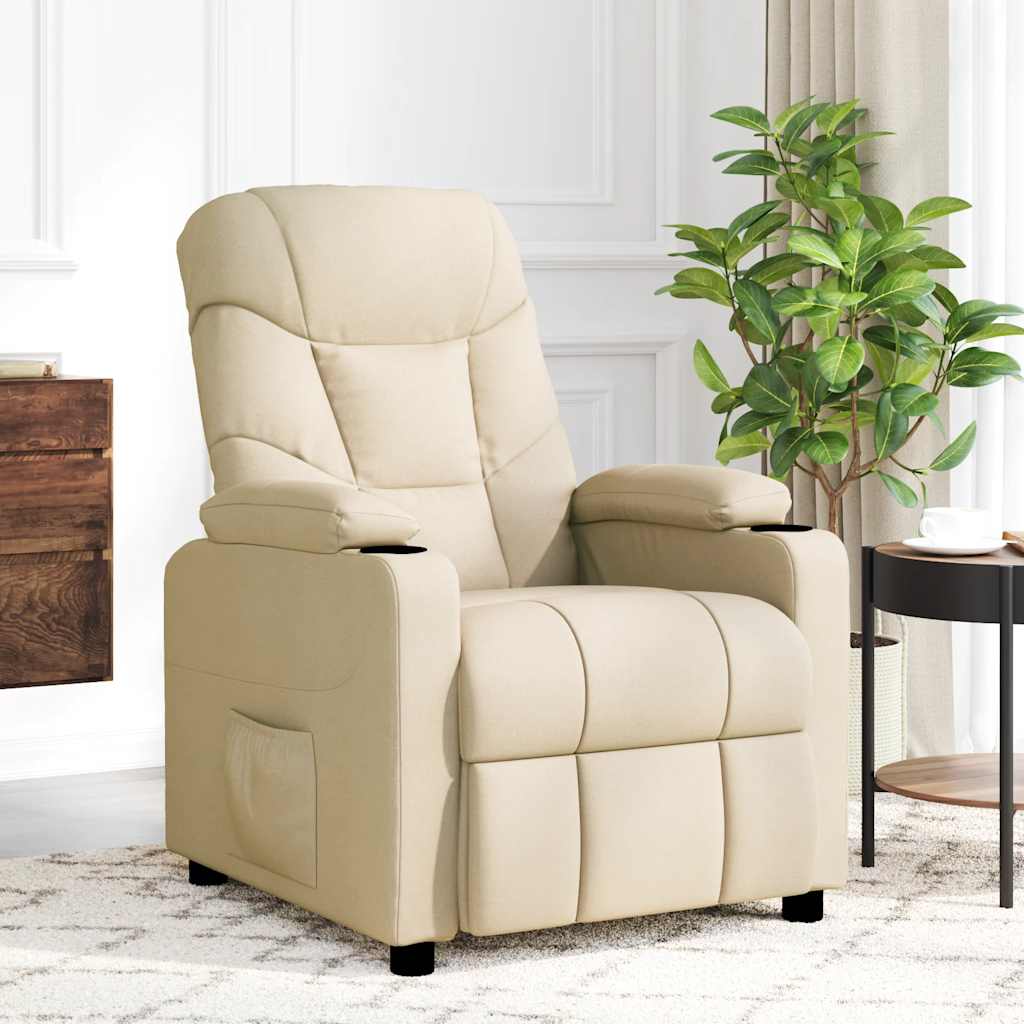 vidaXL Sillón de masaje de tela color crema
