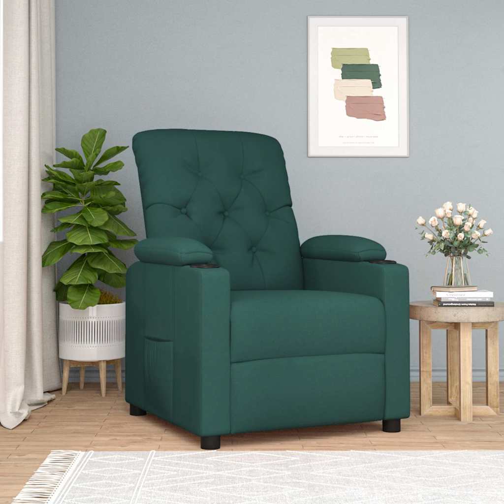vidaXL Sillón reclinable de tela verde oscuro