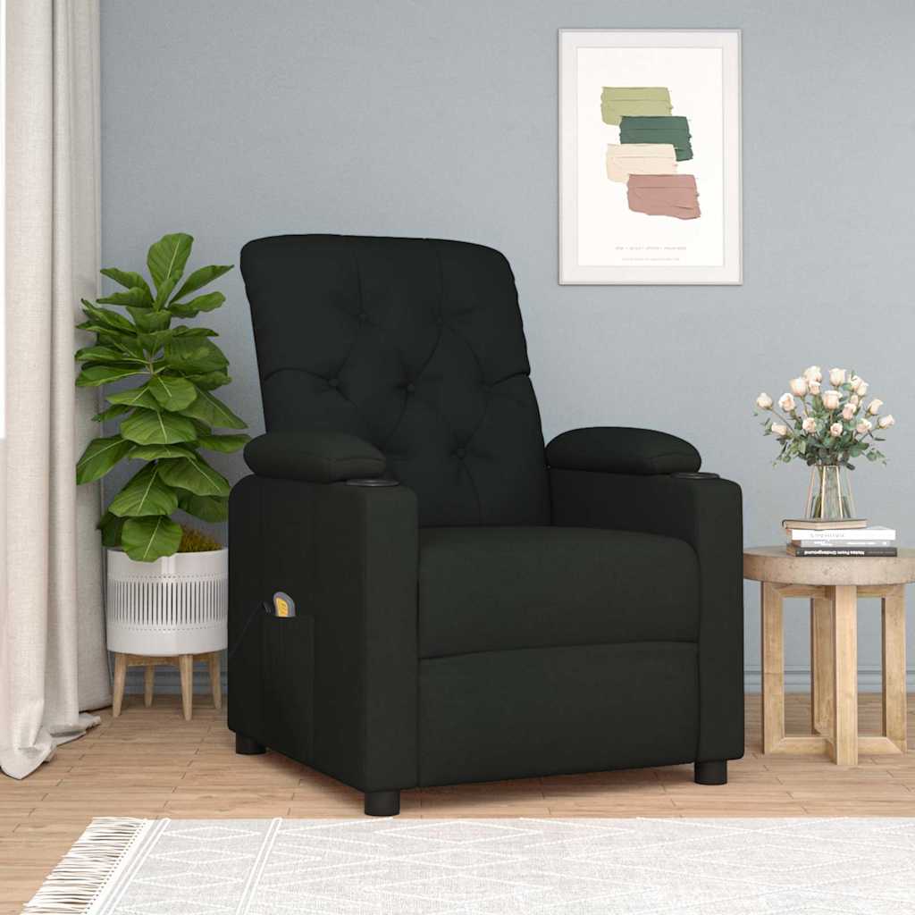 vidaXL Sillón de masaje de tela negro
