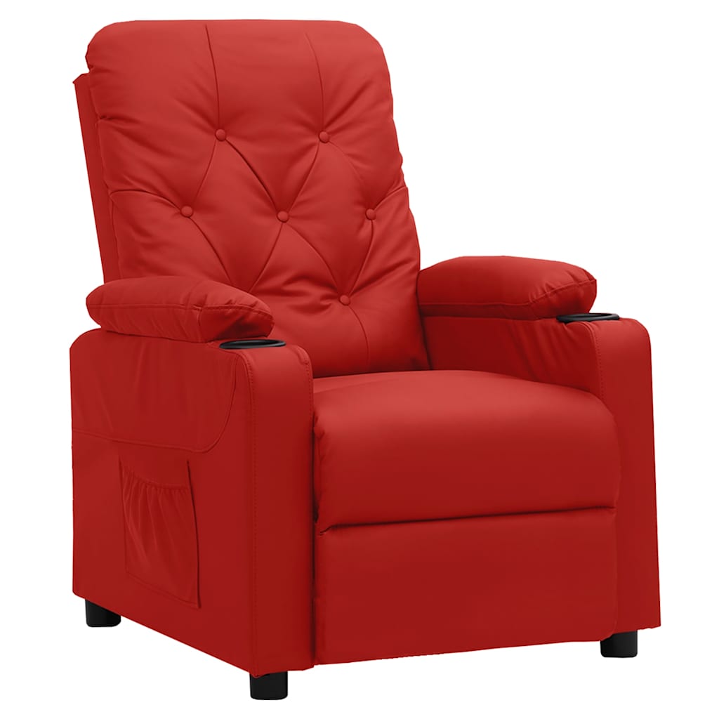 vidaXL Sillón reclinable de cuero sintético rojo tinto