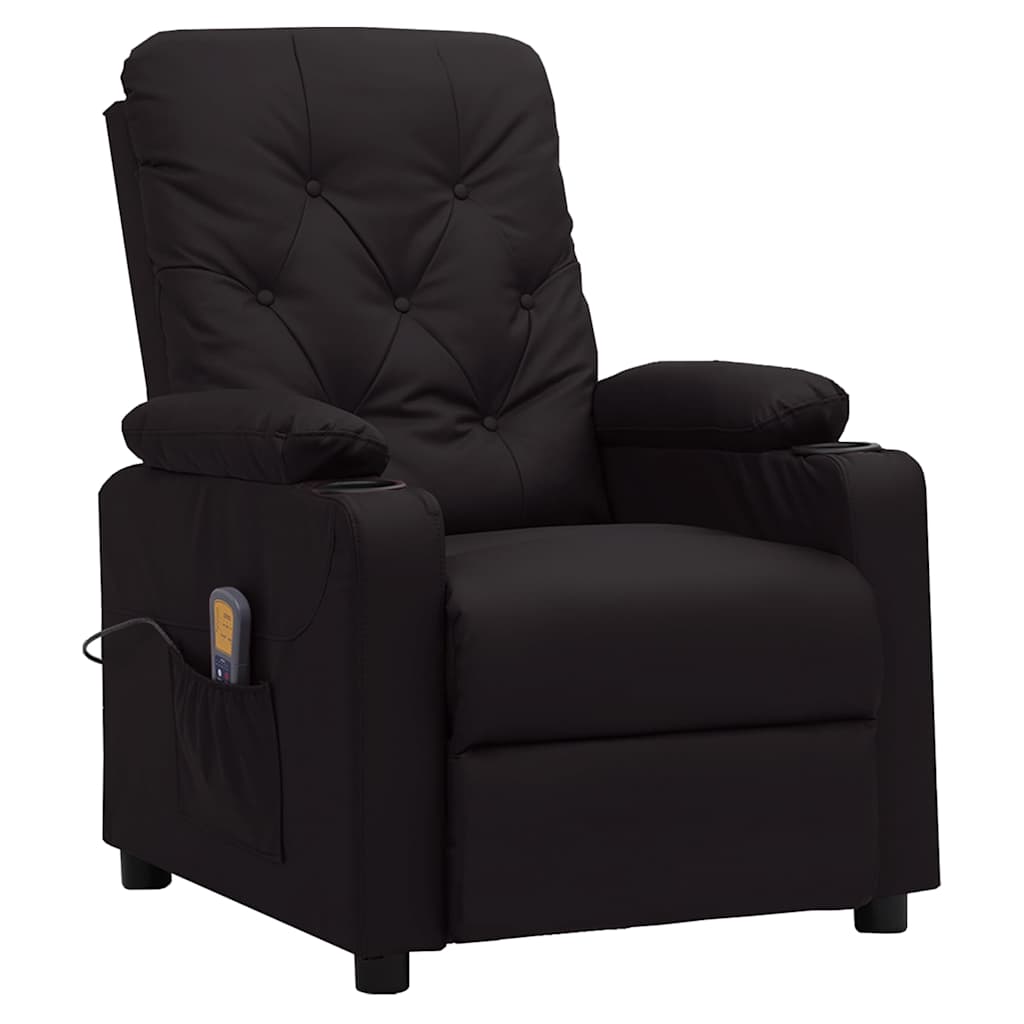 vidaXL Sillón de masaje de cuero sintético negro