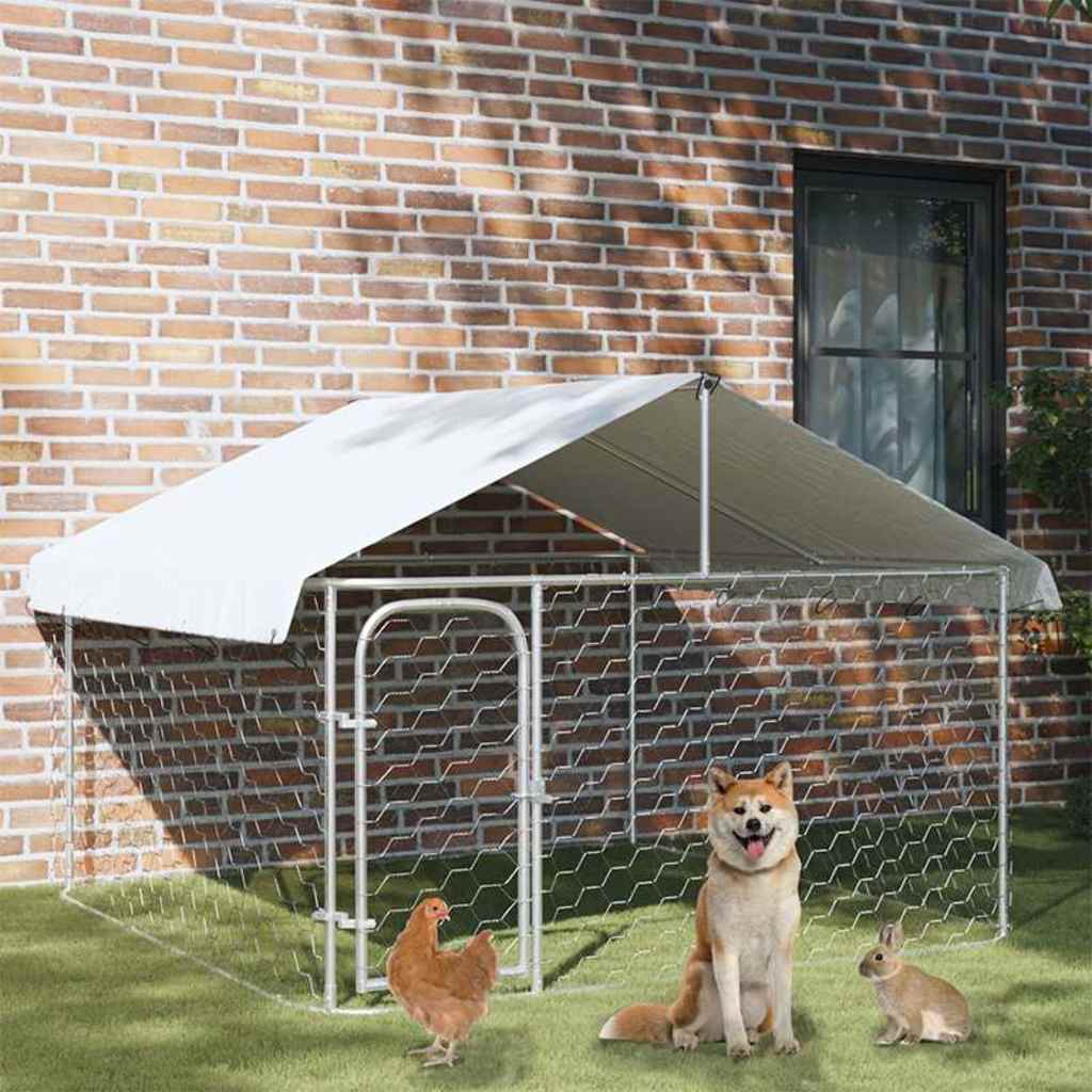 vidaXL Perrera de exterior con tejado 200x200x150 cm