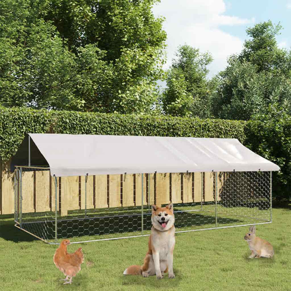 vidaXL Perrera de exterior con tejado 400x200x150 cm