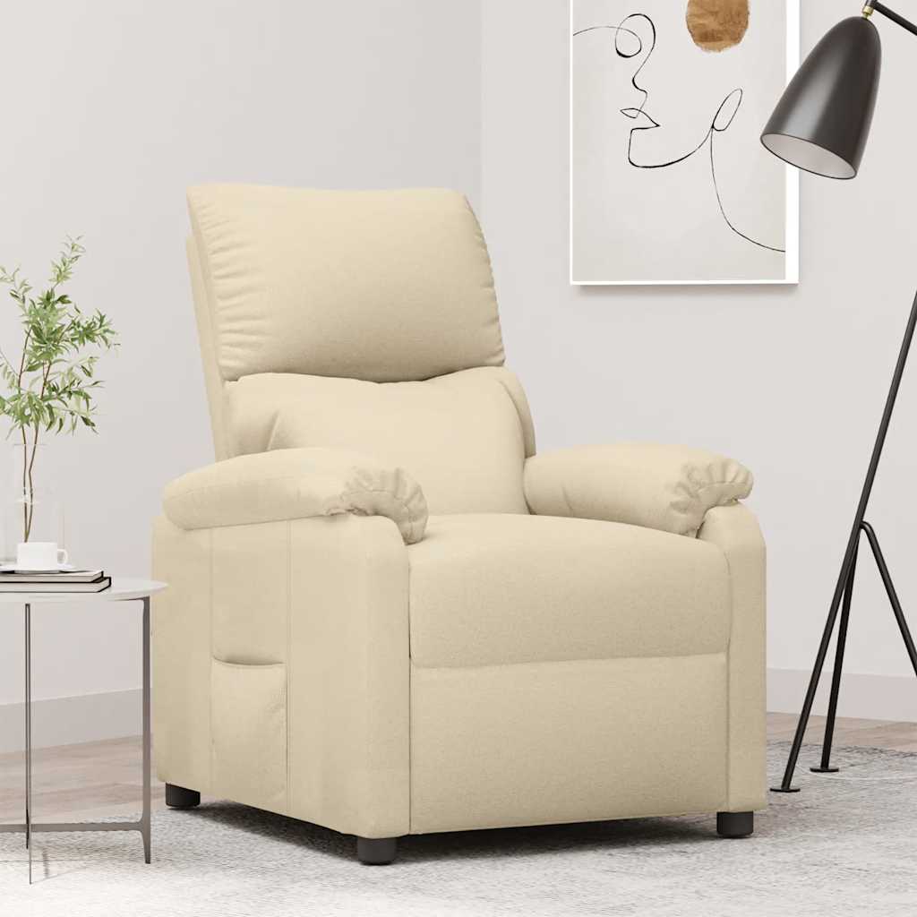 vidaXL Sillón reclinable de tela crema