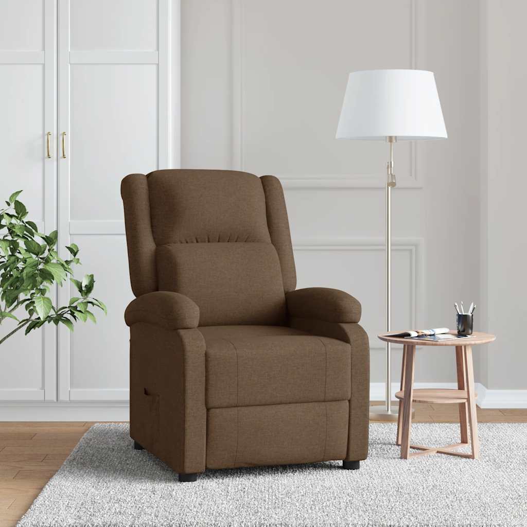 vidaXL Sillón reclinable de tela marrón