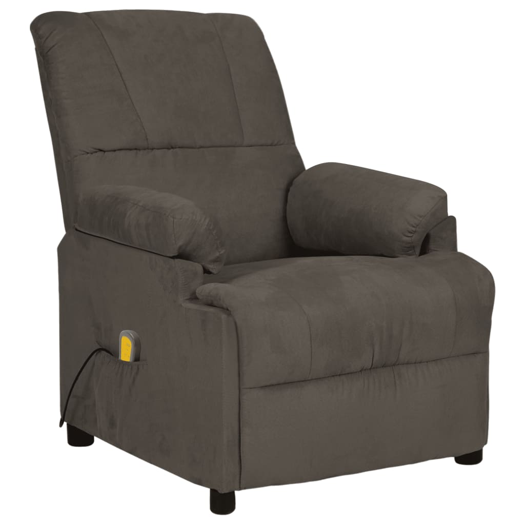 vidaXL Sillón de masaje eléctrico tela de microfibra gris oscuro