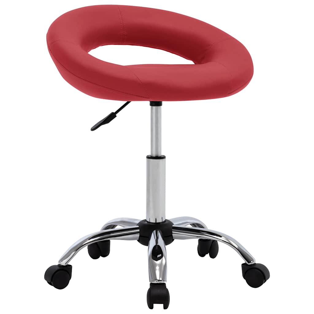 vidaXL Silla de comedor giratoria de cuero sintético rojo vino tinto