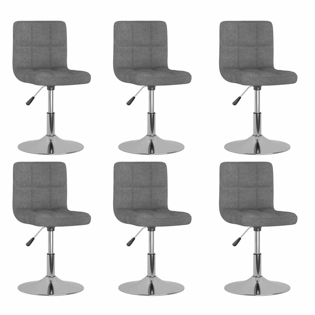 vidaXL Sillas de comedor giratorias 6 unidades tela gris claro