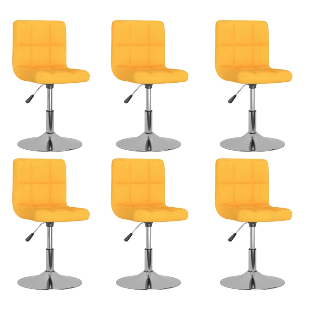 vidaXL Sillas de comedor giratorias 6 unidades tela amarillo