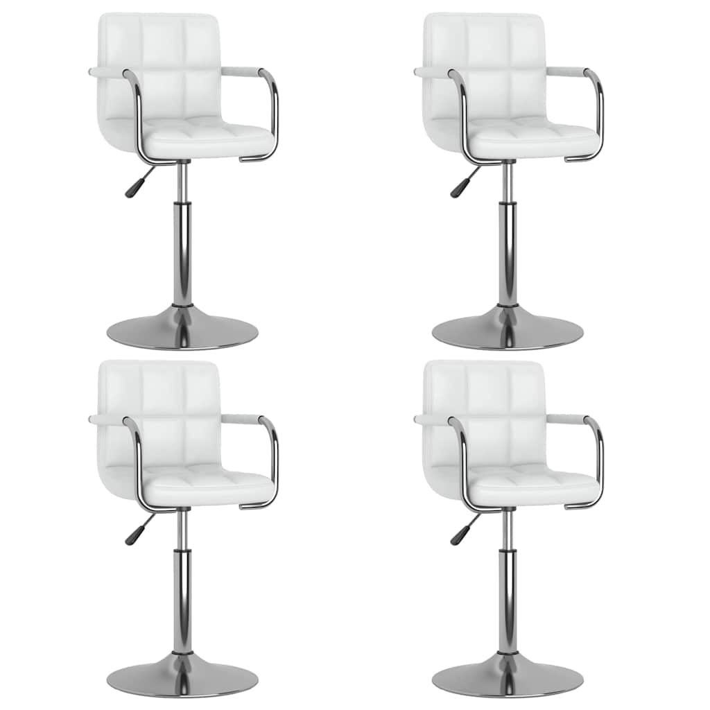 vidaXL Sillas de comedor giratorias 4 unidades cuero sintético blanco