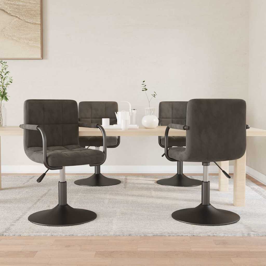 vidaXL Sillas de comedor giratorias 4 unidades terciopelo gris oscuro
